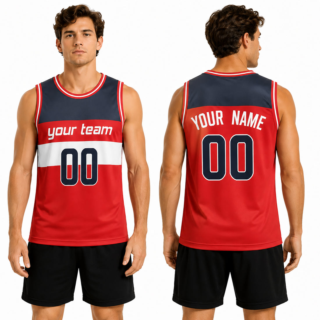 Personalized Washington Basketball Jersey – Red Classic Style, Custom Name & Number for Kids, Youth & Adults-1