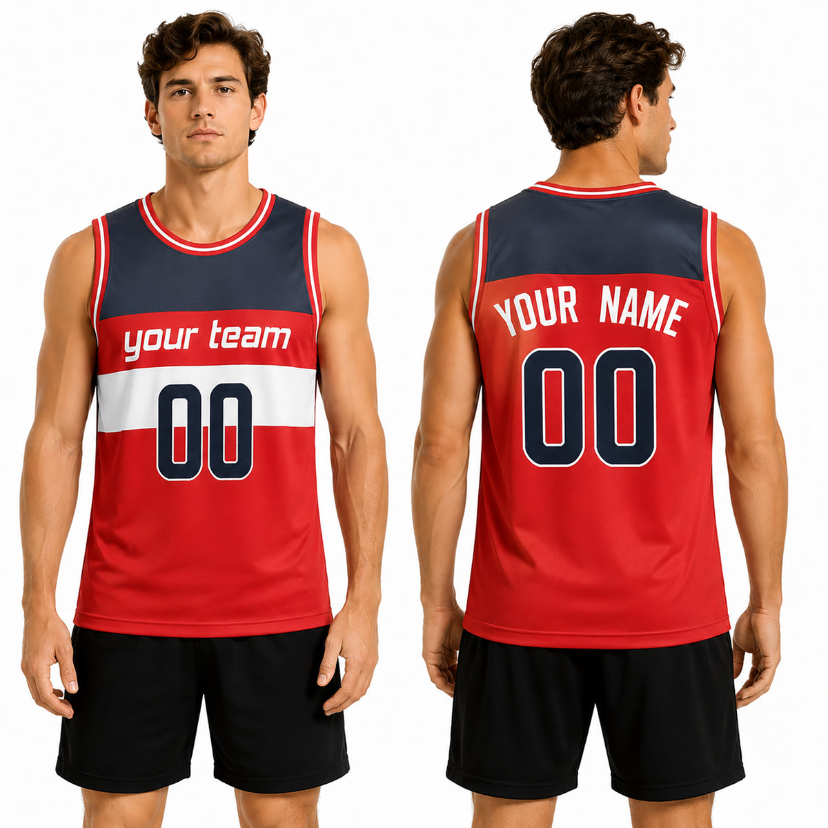 Personalized Washington Basketball Jersey – Red Classic Style, Custom Name & Number for Kids, Youth & Adults-1