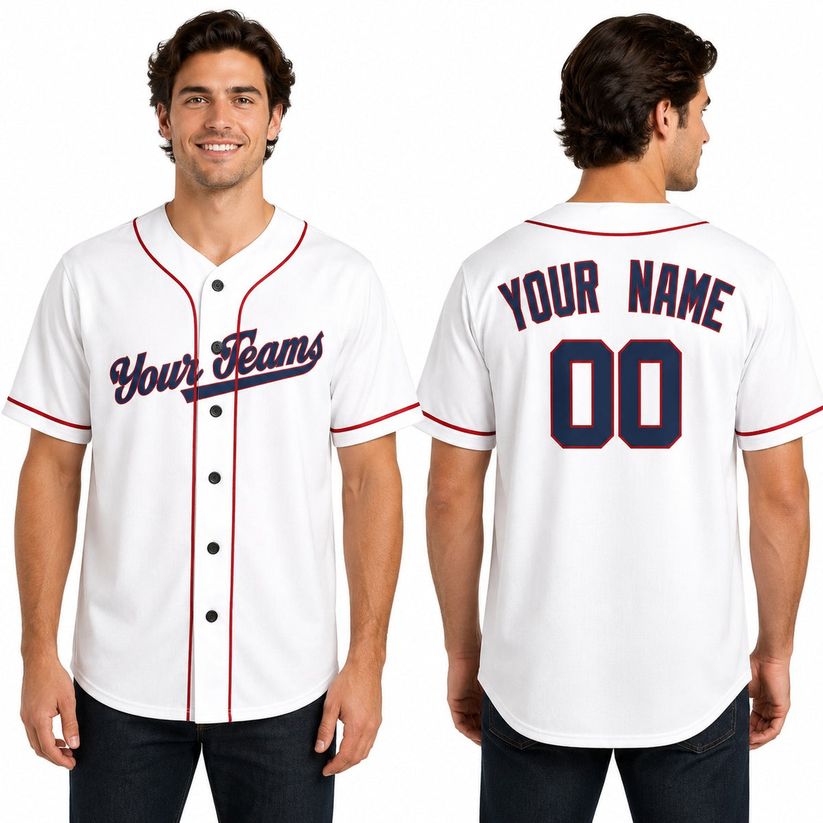 Personalized Washington White Baseball Jersey – Custom Name & Number, Kids & Adults-1