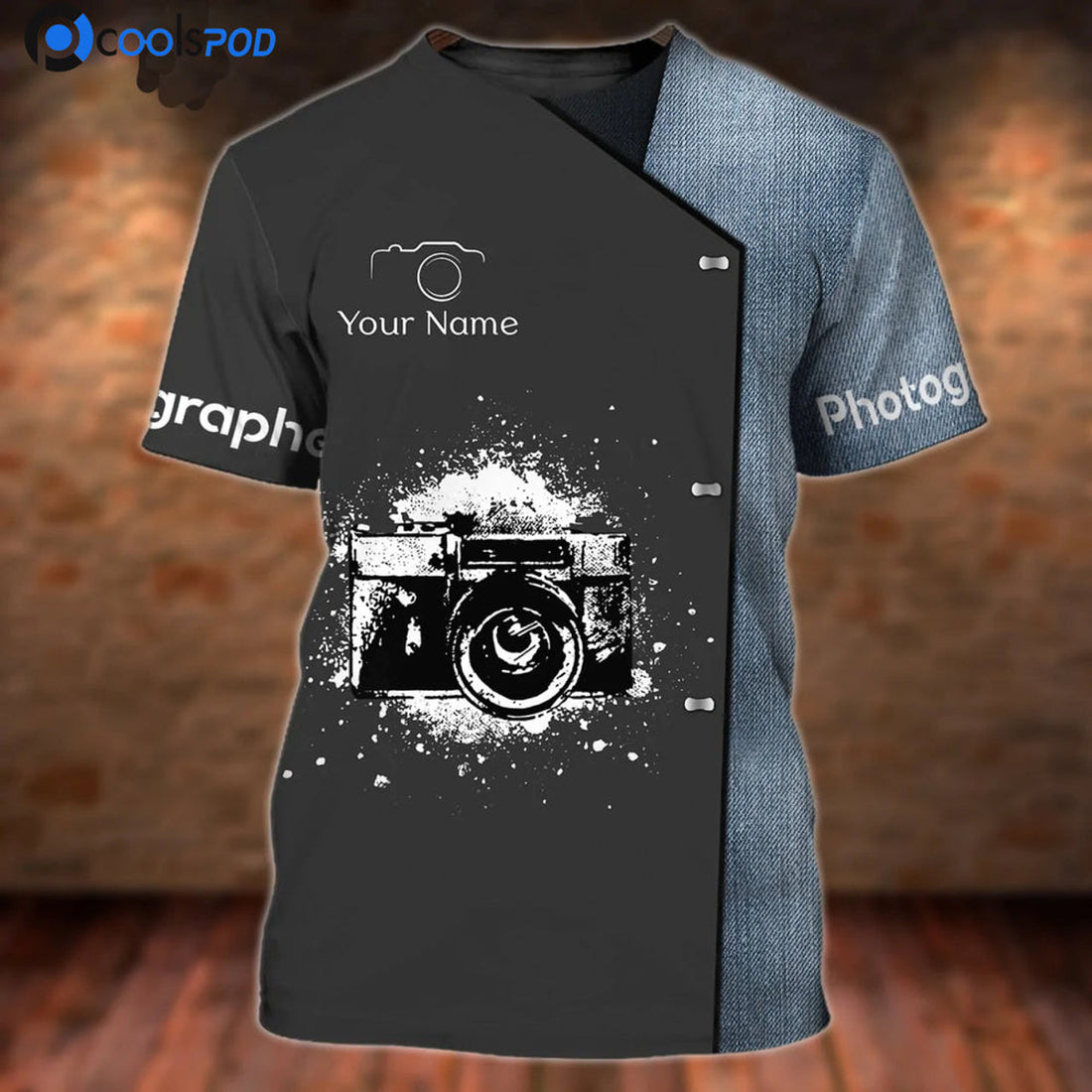 FUNSTUFFPRINT Photographer Shirt Personalized Name 3D T-Shirt Gift For Photographer 3D T-shirt