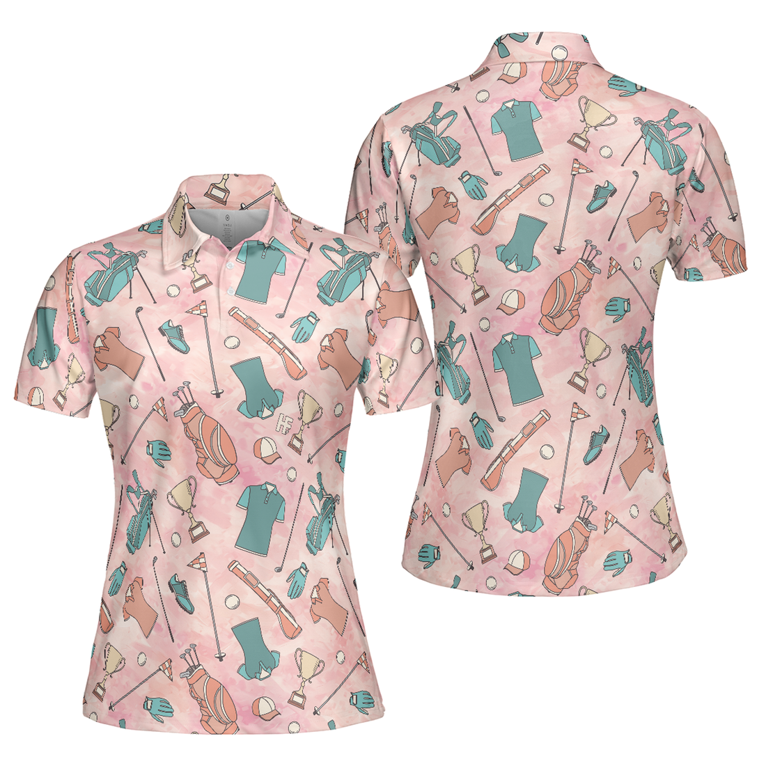 Pink And Elegant Seamless Pattern Golf Short Sleeve Women Polo Shirt
