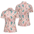 Pink And Elegant Seamless Pattern Golf Short Sleeve Women Polo Shirt