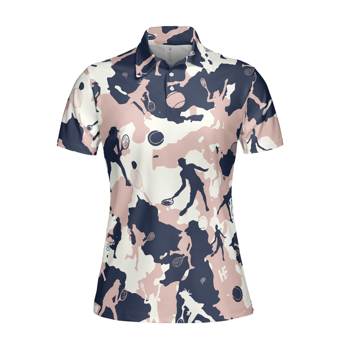 Pink Camouflage Tennis Girl V2 Short Sleeve Women Polo Shirt, Camo Tennis Shirt For Ladies