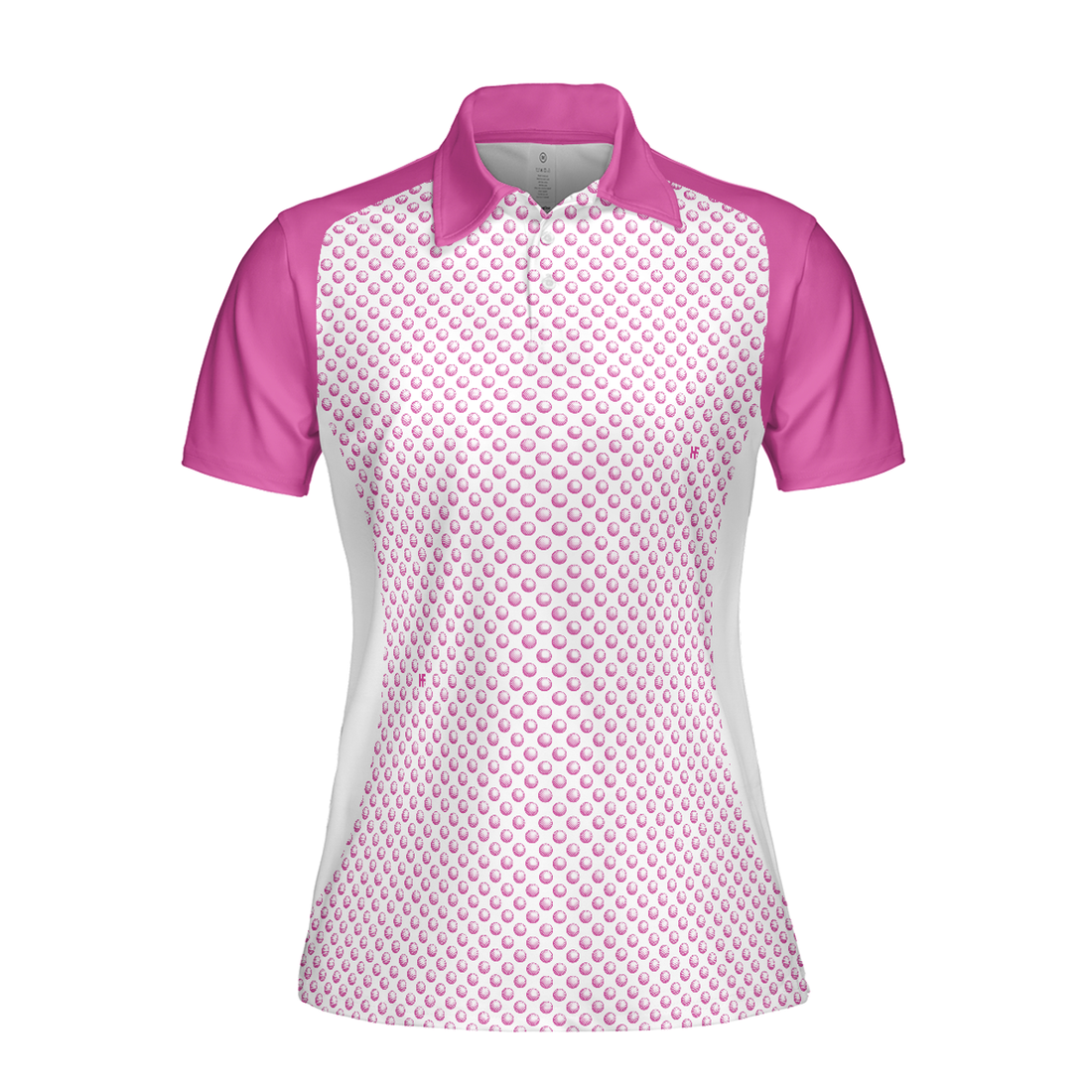 Pink Golf Balls Seamless Pattern Short Sleeve Women Polo Shirt