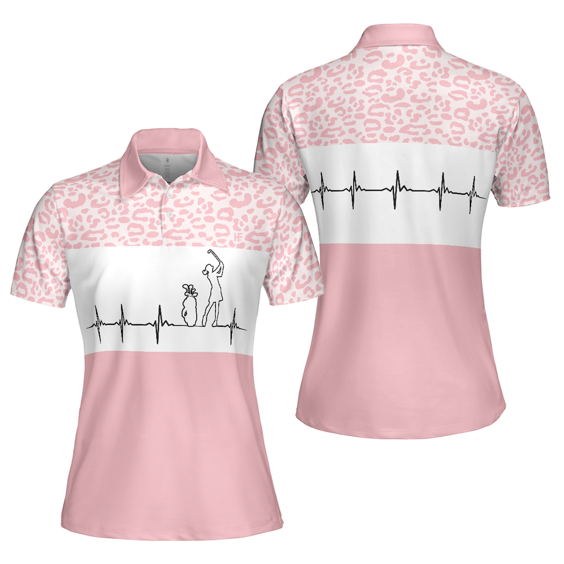 Pink Golfbeat Leopard Golf Short Sleeve Women Polo Shirt