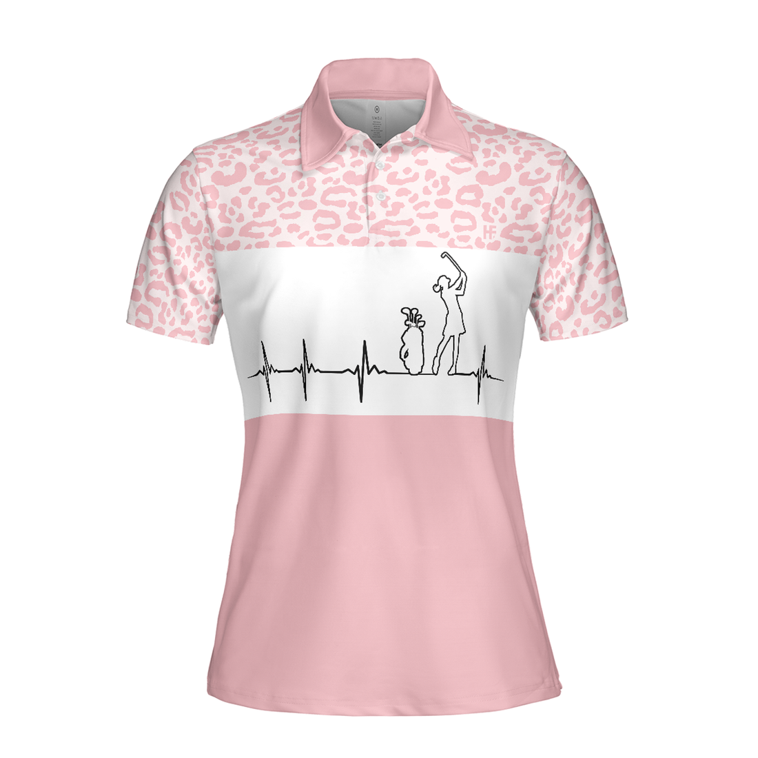 Pink Golfbeat Leopard Golf Short Sleeve Women Polo Shirt