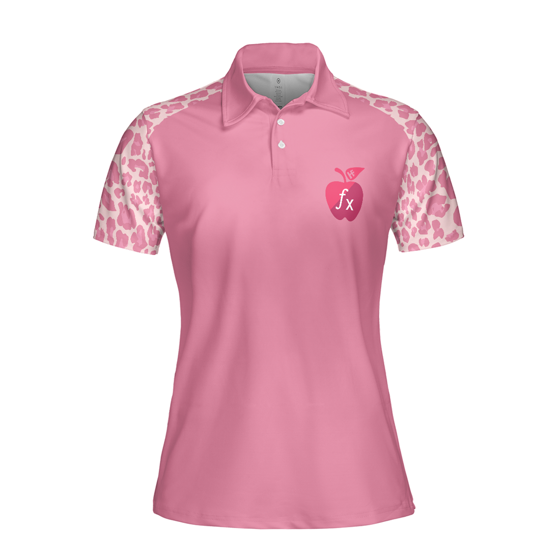 Pink Leopard Math Teacher Short Sleeve Women Polo Shirt, Funny Math Shirt For Ladies