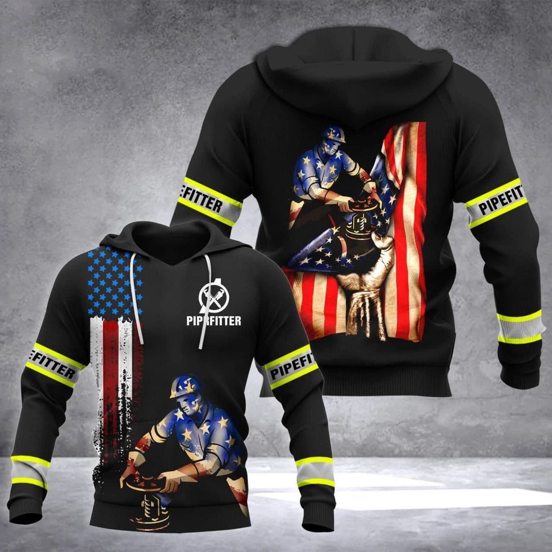 FUNSTUFFPRINT Pipefitter Shirt Amazing Pipefitter American Flag Design 3D Hoodie and Zip Hoodie