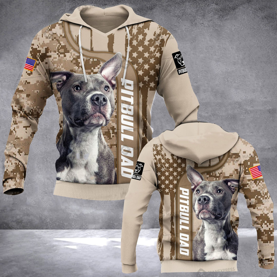 FUNSTUFFPRINT PITBULL DAD ALL OVER 3D Hoodie and Zip Hoodie