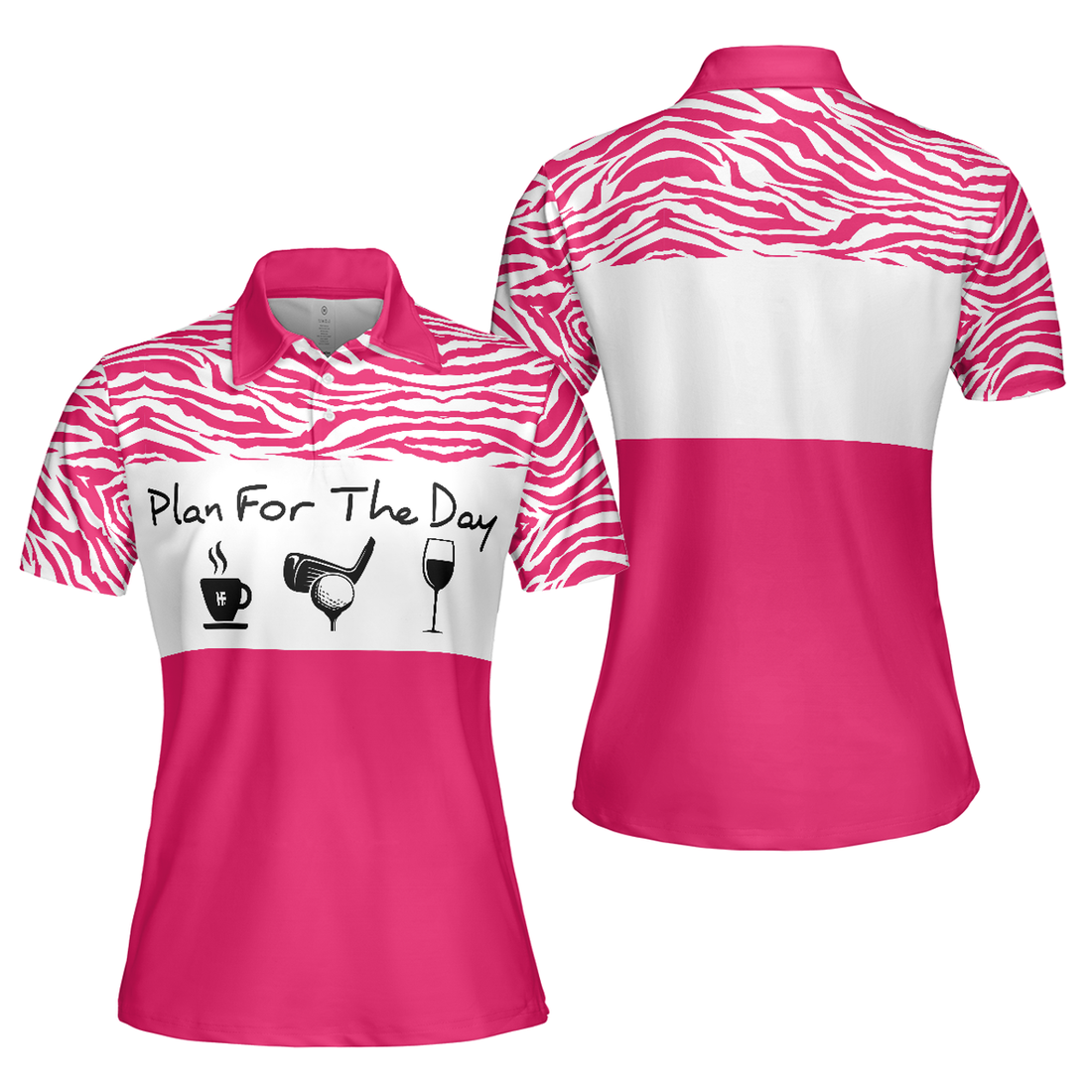 Plan For The Day Pink Golf Short Sleeve Women Polo Shirt