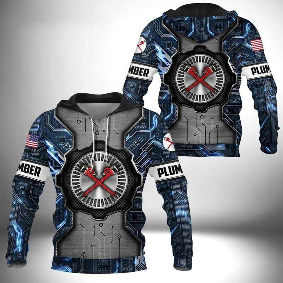 FUNSTUFFPRINT Plumbing Shirt Plumber Technology 3D Hoodie and Zip Hoodie