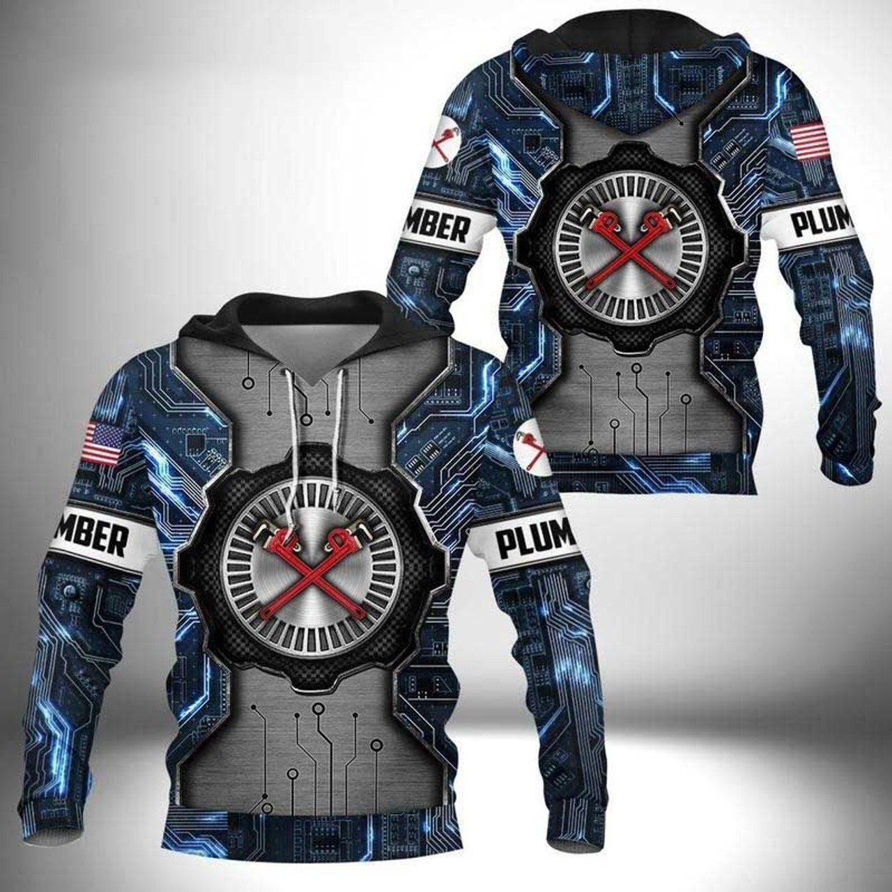 FUNSTUFFPRINT Plumbing Shirt Plumber Technology 3D Hoodie and Zip Hoodie
