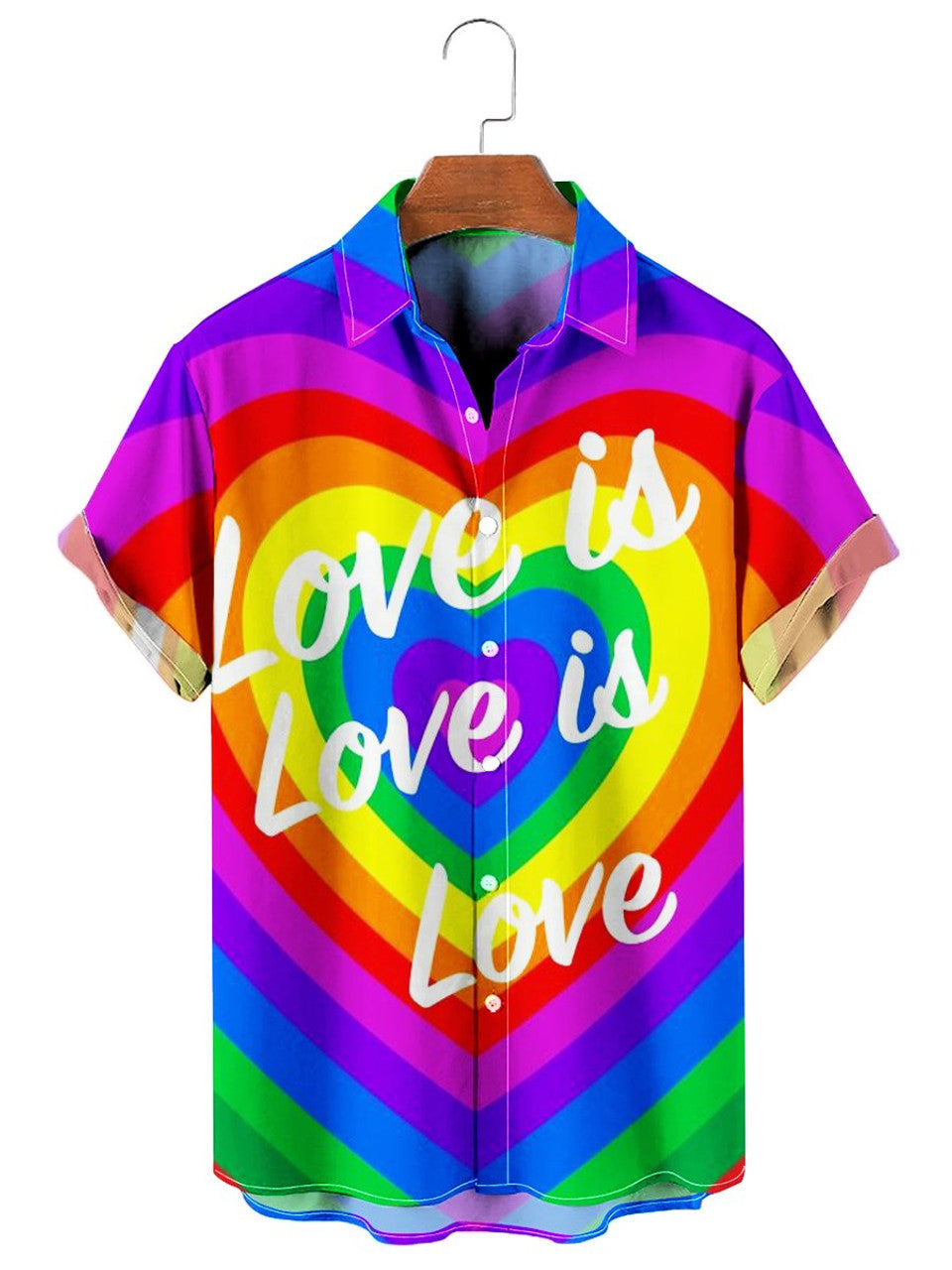 Love Is Love Rainbow Heart Print Hawaiian Shirt