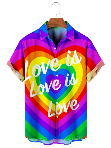 Love Is Love Rainbow Heart Print Hawaiian Shirt