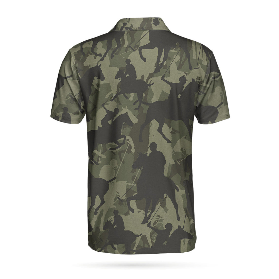 Polo Player Camo Pattern Polo Shirt, Polo Player Silhouette Polo Shirt, Camouflage Polo Shirt For Men