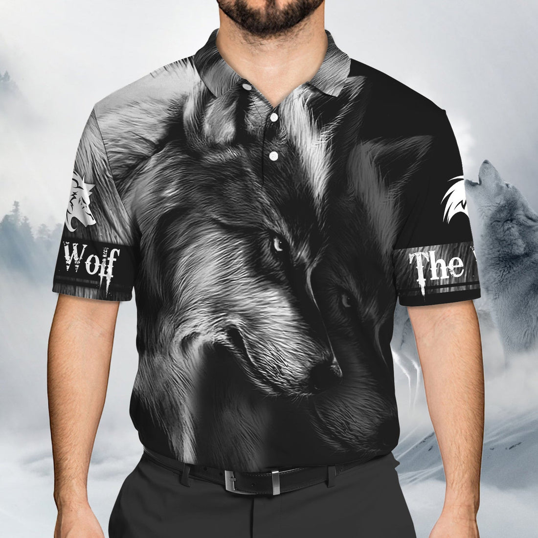 FUNSTUFFPRINT Wolf 3D All Over Print Polo Shirt Size S-5XL