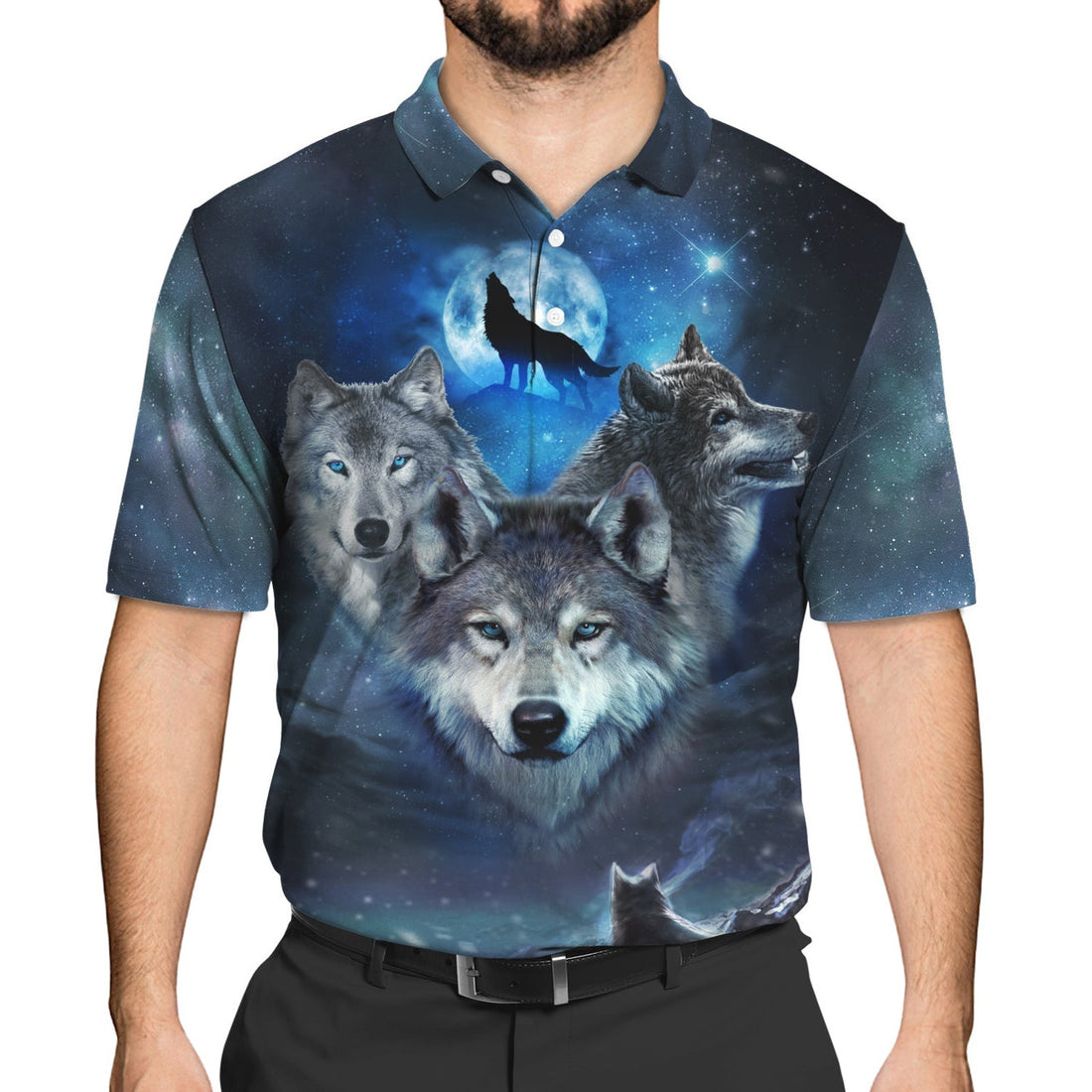 FUNSTUFFPRINT Wolf 3D All Over Print Polo Shirt Size S-5XL