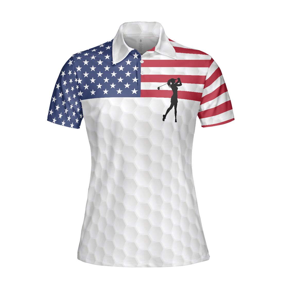 Premium American Golfer Female Version Short Sleeve Women Polo Shirt, American Flag Golf Shirt For Ladies, Cool Female Golf Gift