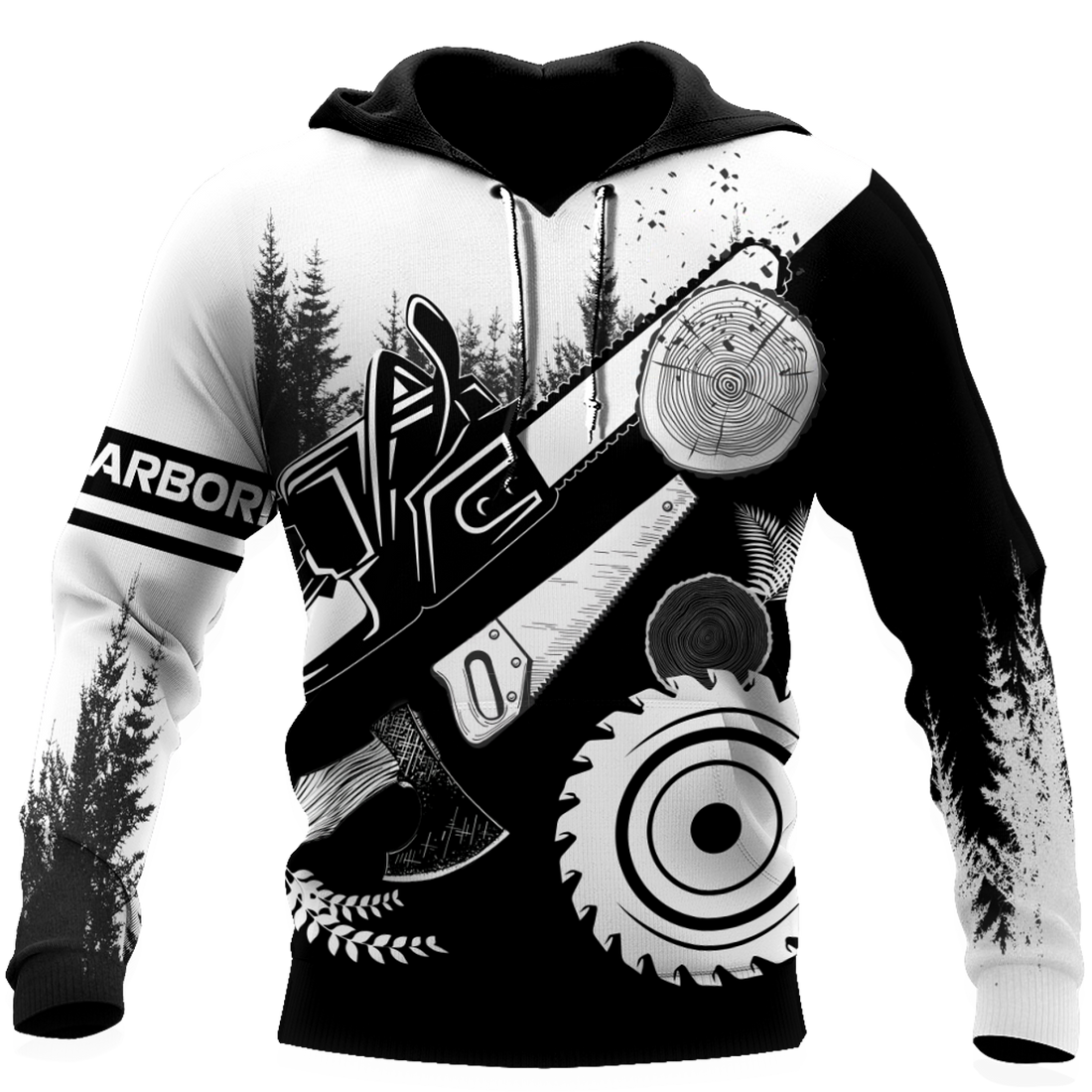 FUNSTUFFPRINT Premium Chainsaw And Wood Arborist 3D Hoodie and Zip Hoodie