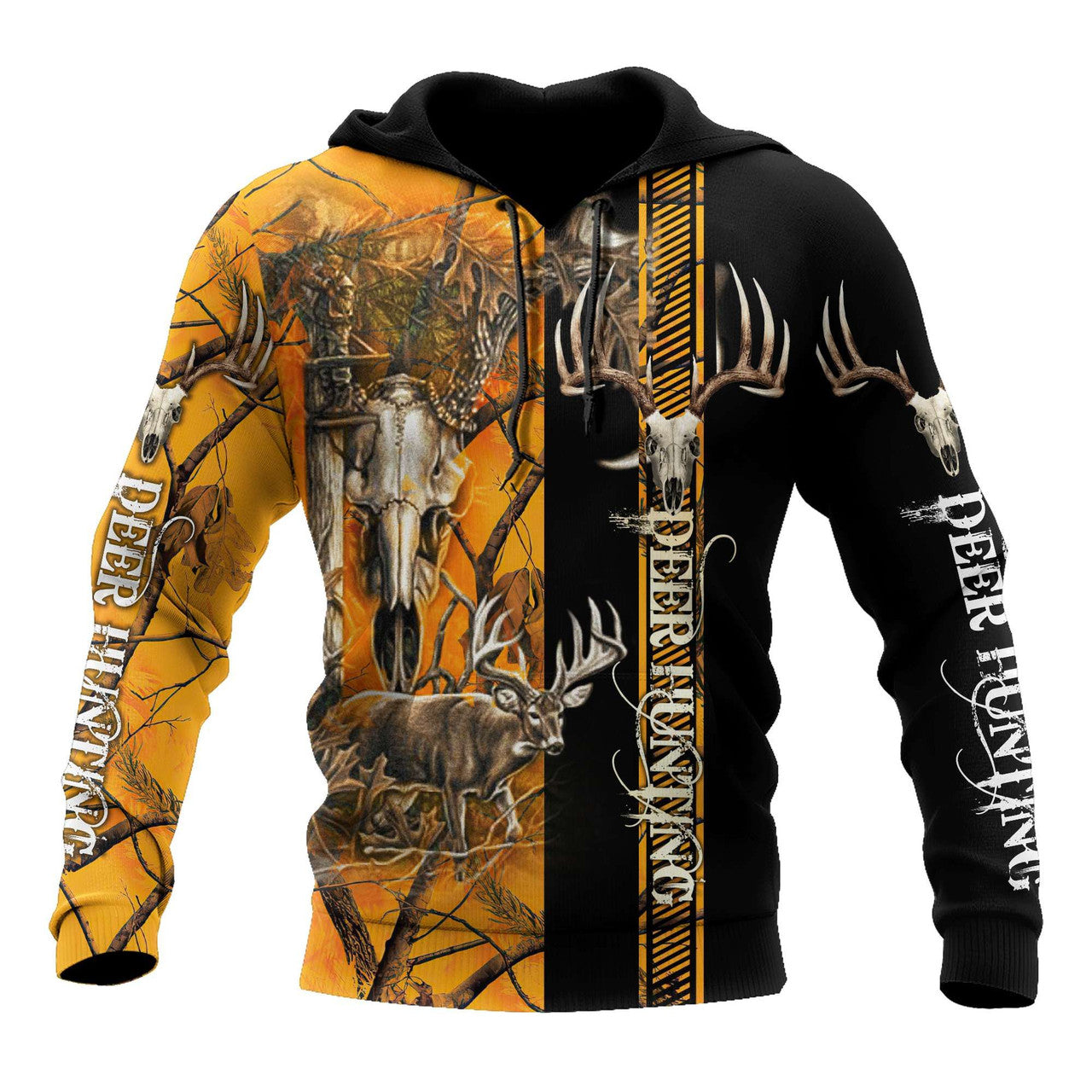 FUNSTUFFPRINT Premium Deer Hunting for Hunter Orange Camo 3D Hoodie and Zip Hoodie
