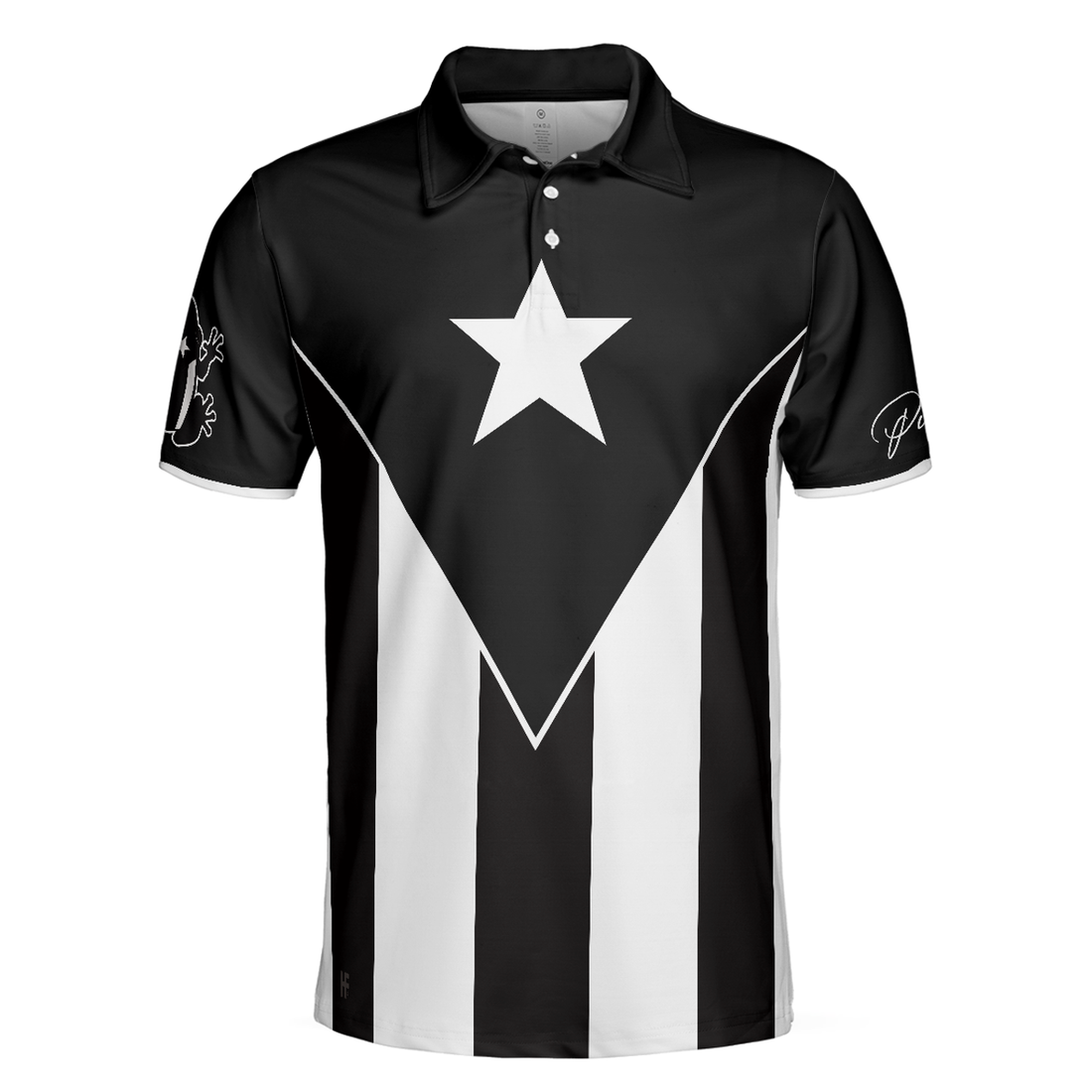 Puerto Rico Flag Black And White Polo Shirt, Puerto Rican Toad Coqui Shirt