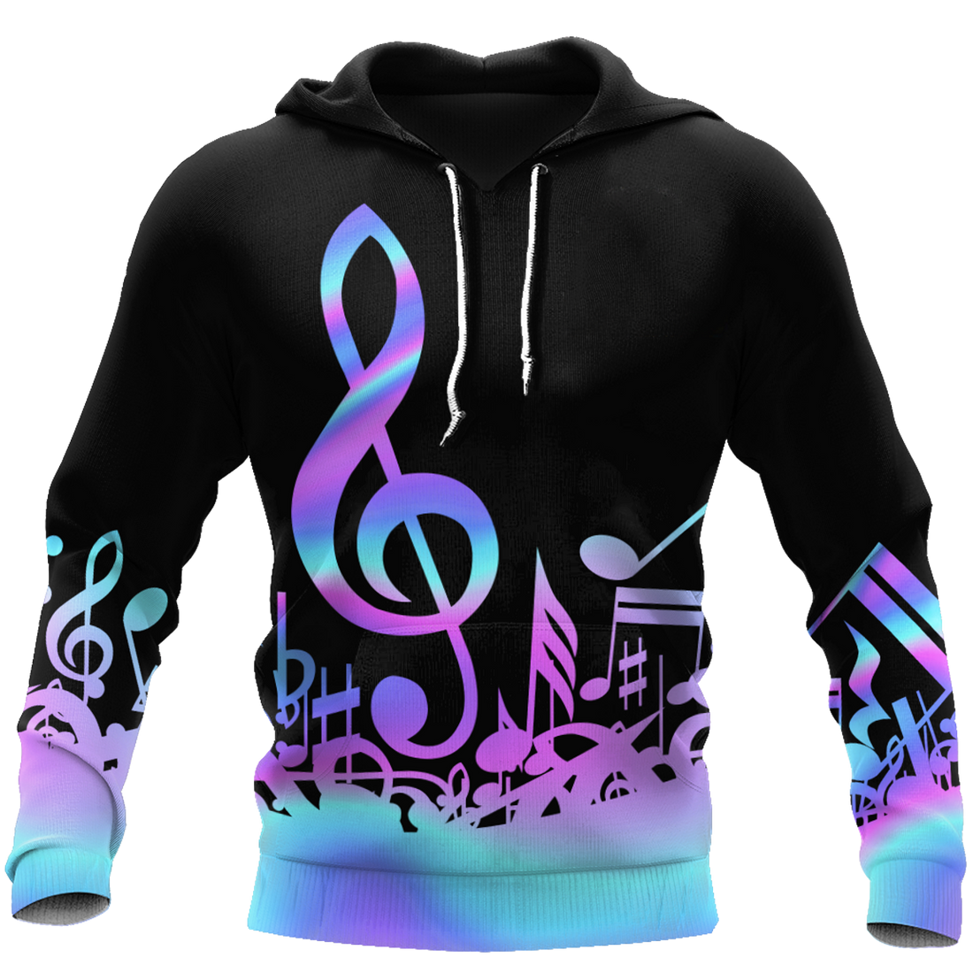 FUNSTUFFPRINT Purple Music Notes 3D Hoodie and Zip Hoodie