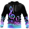 FUNSTUFFPRINT Purple Music Notes 3D Hoodie and Zip Hoodie