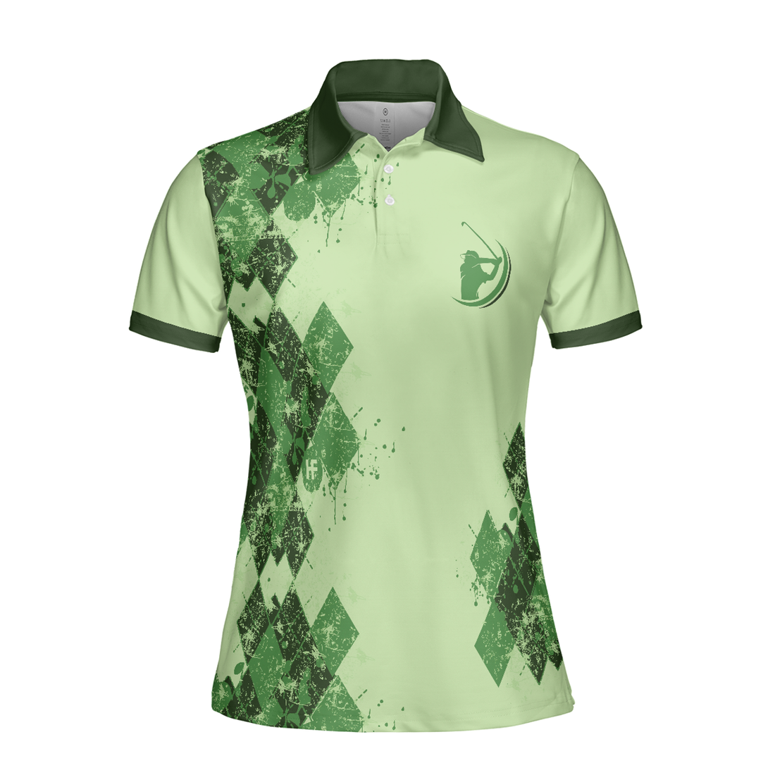 Queen Of The Green Golf Girl Short Sleeve Women Polo Shirt, Green Argyle Pattern Golf Shirt, Cool Golf Gift For Women