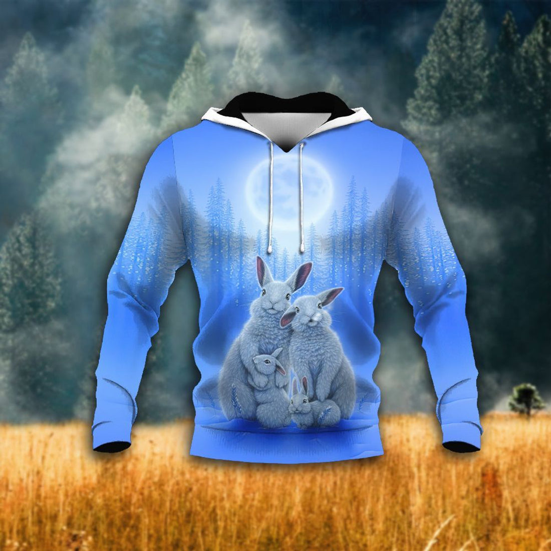 FUNSTUFFPRINT Rabbit Unisex 3D Hoodie and Zip Hoodie