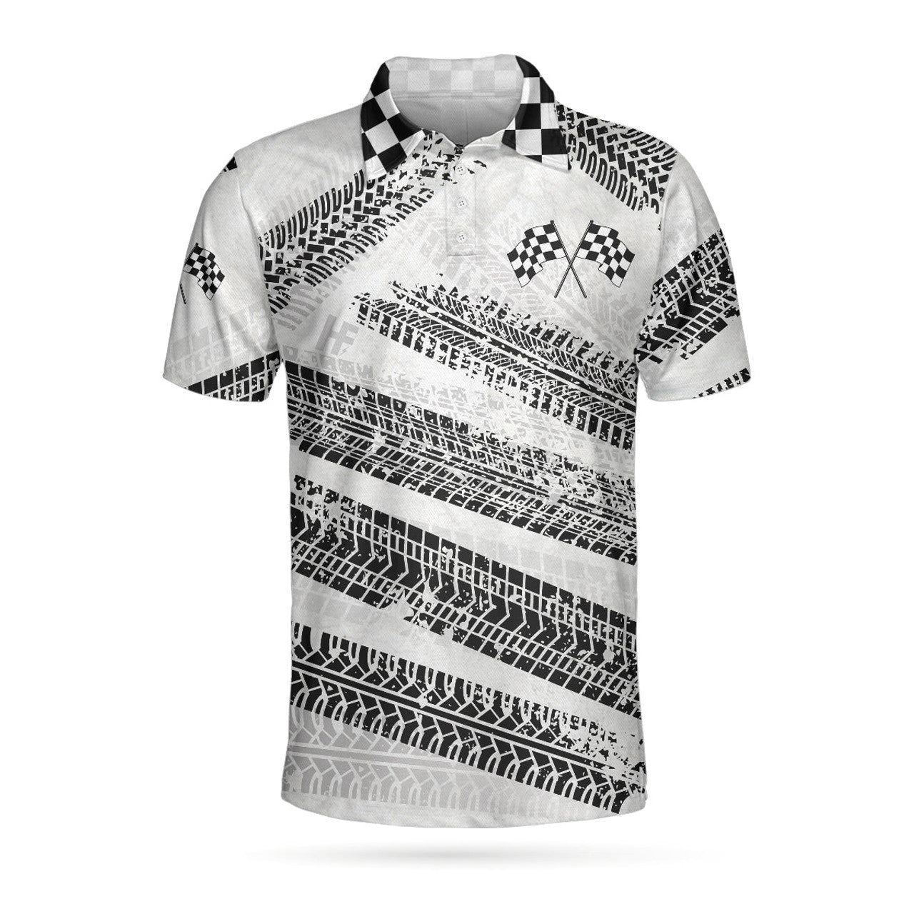 Race It Break It Fix It Short Sleeve Polo Shirt, Black And White Bike Tires Polo Shirt, Best Racing Shirt For Men