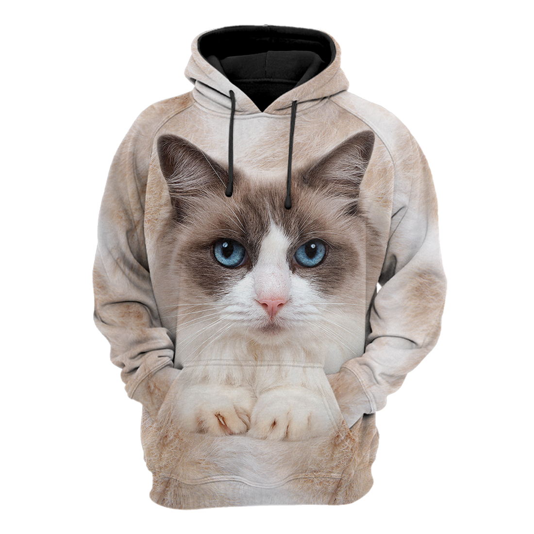 FUNSTUFFPRINT Ragdoll Cat face hair premium 3D Hoodie and Zip Hoodie