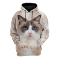 FUNSTUFFPRINT Ragdoll Cat face hair premium 3D Hoodie and Zip Hoodie