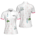 Ready For A Golf Day Golf Short Sleeve Women Polo Shirt, White And Pink Golf Shirt For Ladies
