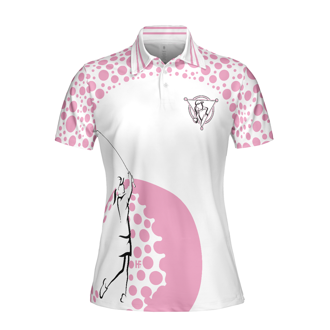 Real Grandmas Play Golf Short Sleeve Women Polo Shirt, White And Pink Golf Shirt For Ladies, Funny Female Golf Gift