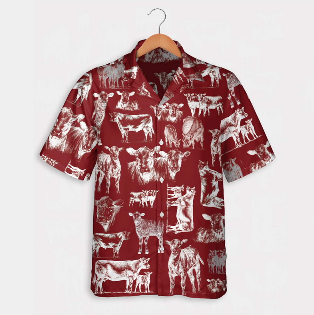Cattle pattern blue, red, green Hawaiian Shirt, Summer gift, Short Sleeve Aloha Beach Shirt