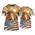 FUNSTUFFPRINT American Horse All Over Print 3D T-Shirt, One Nation Under God Patriotic 4Th Of July 3D T-shirt