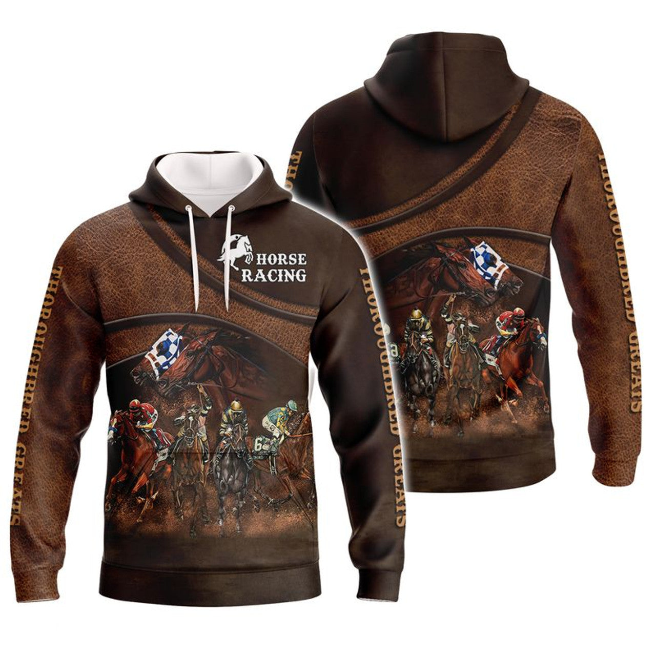 FUNSTUFFPRINT Thoroughbred Greats 3D Hoodie and Zip Hoodie