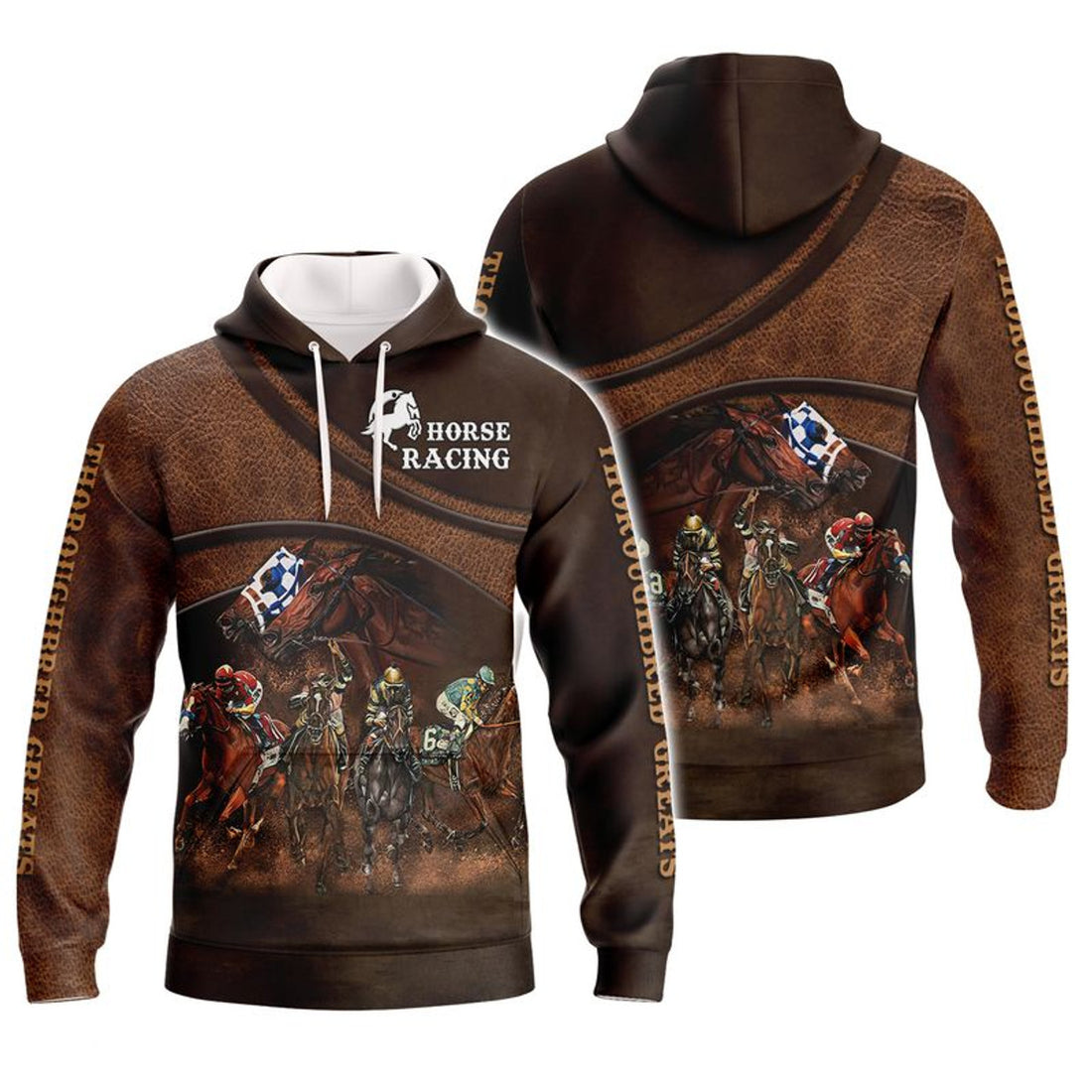 FUNSTUFFPRINT Thoroughbred Greats 3D Hoodie and Zip Hoodie