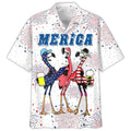 Flamingo Hawaiian Shirt, Full Printed Flamingo Drinking Beer In Usa Flag Happy Independence Day, 4Th Of Jul Gift