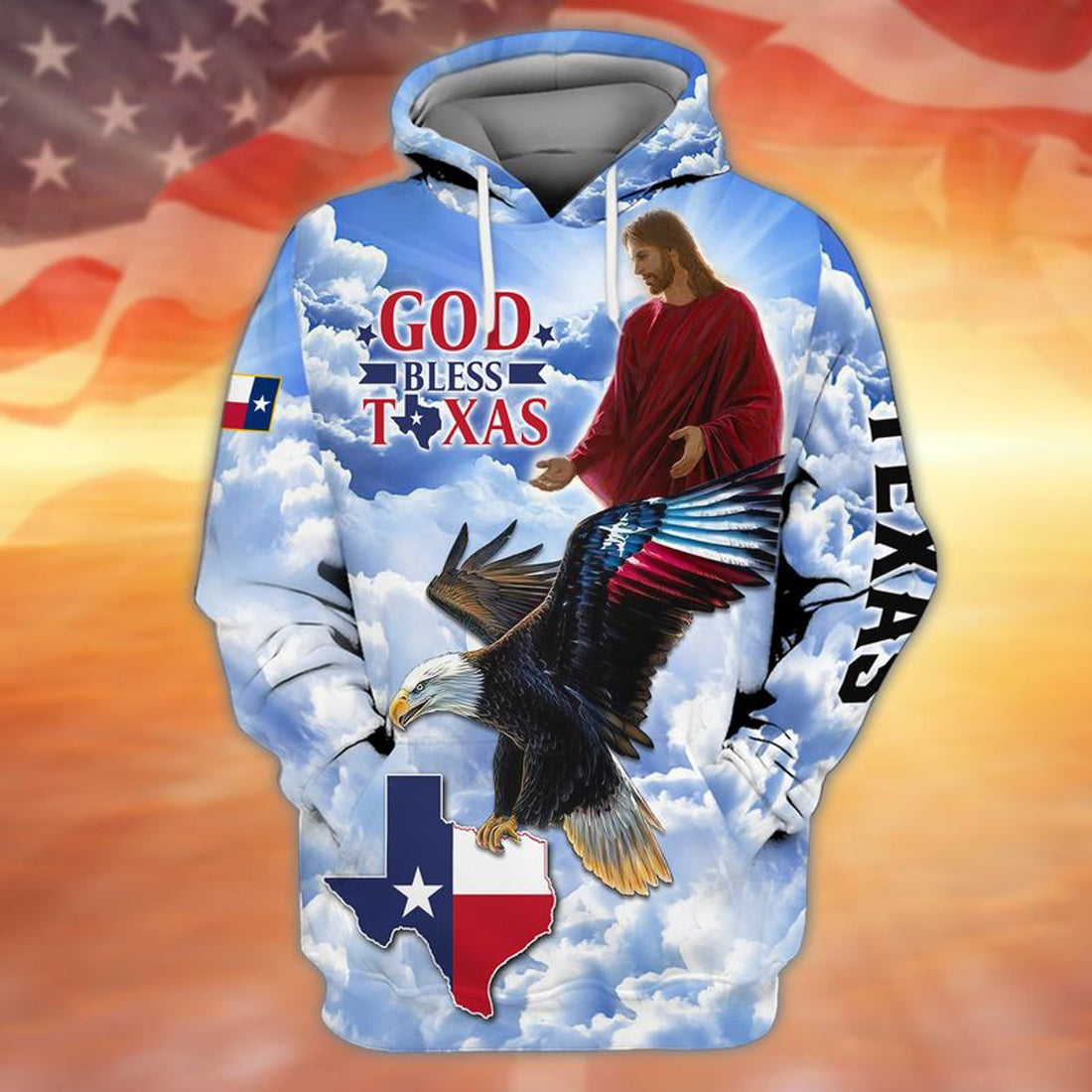FUNSTUFFPRINT God Bless Texas 3D Hoodie and Zip Hoodie