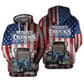 FUNSTUFFPRINT Trucker USA 3D Hoodie and Zip Hoodie