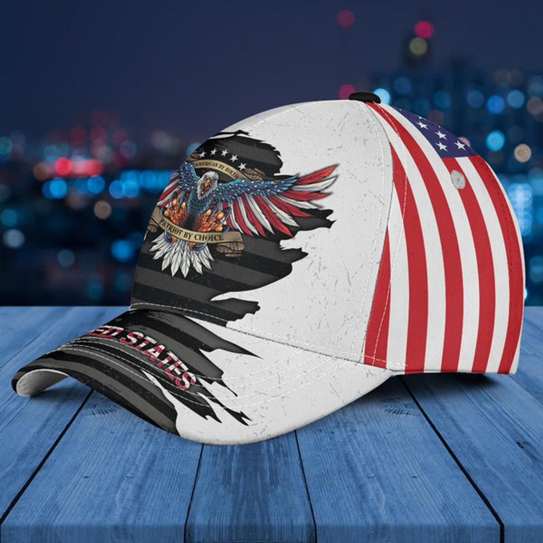 FUNSTUFFPRINT U.S Patriotic Eagle Custom Name All Over Print Baseball Cap - Christian Hats For Men Women