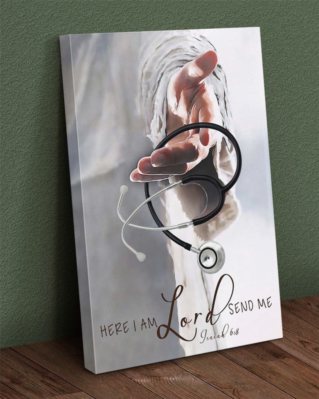 Jesus and Nurse Here i am Lord send me Canvas Prints