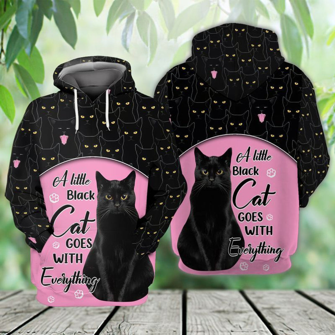 FUNSTUFFPRINT Black Cat, A Little Black Cat 3D Hoodie and Zip Hoodie