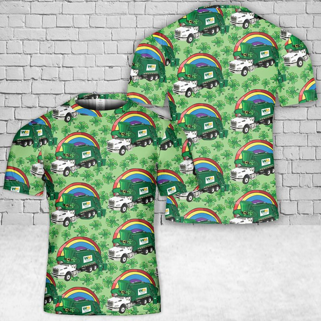 FUNSTUFFPRINT T-Shirt Gift for Men Dad, Saint Patrick's Day Waste Management T-Shirt 3D 3D T-shirt