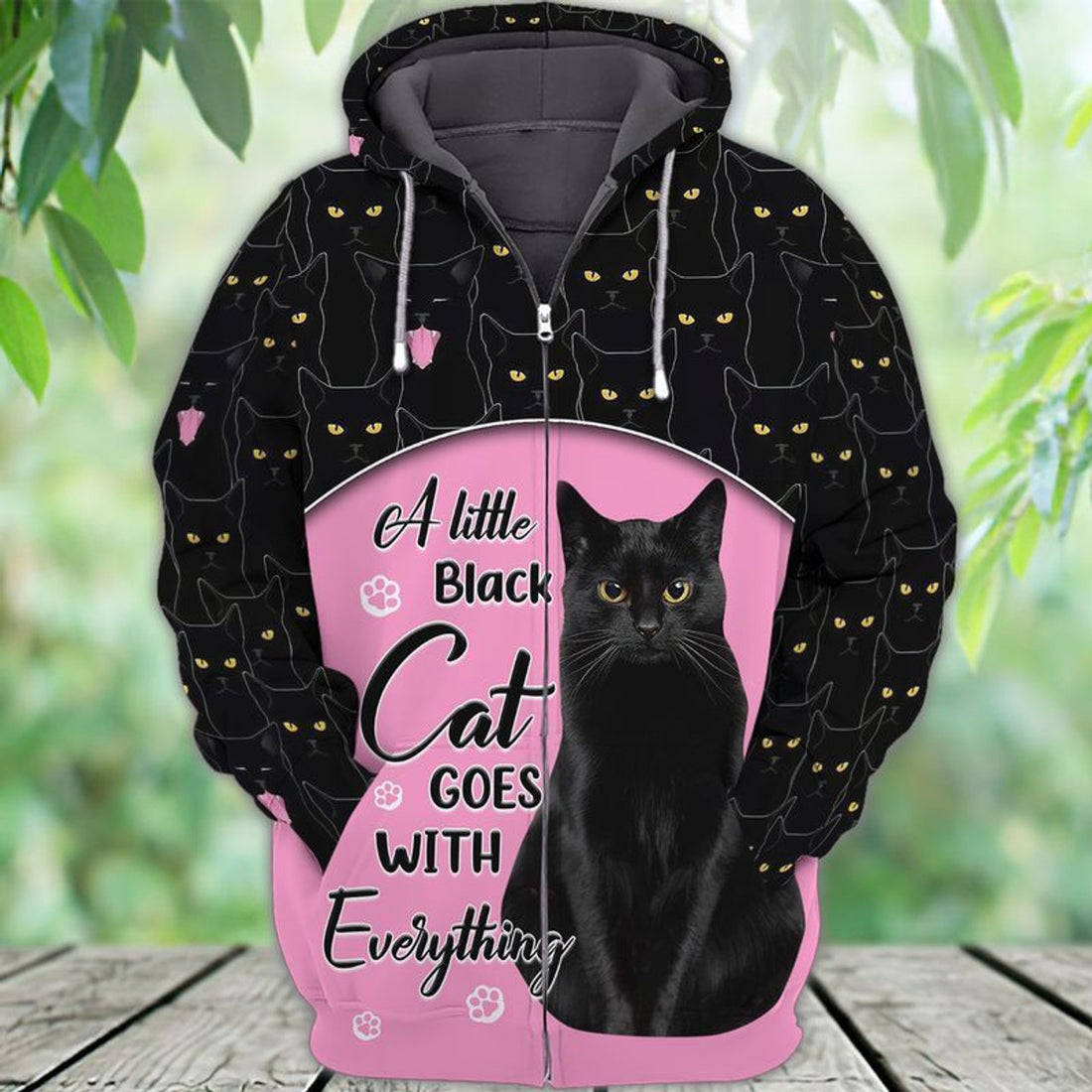 FUNSTUFFPRINT Black Cat, A Little Black Cat 3D Hoodie and Zip Hoodie