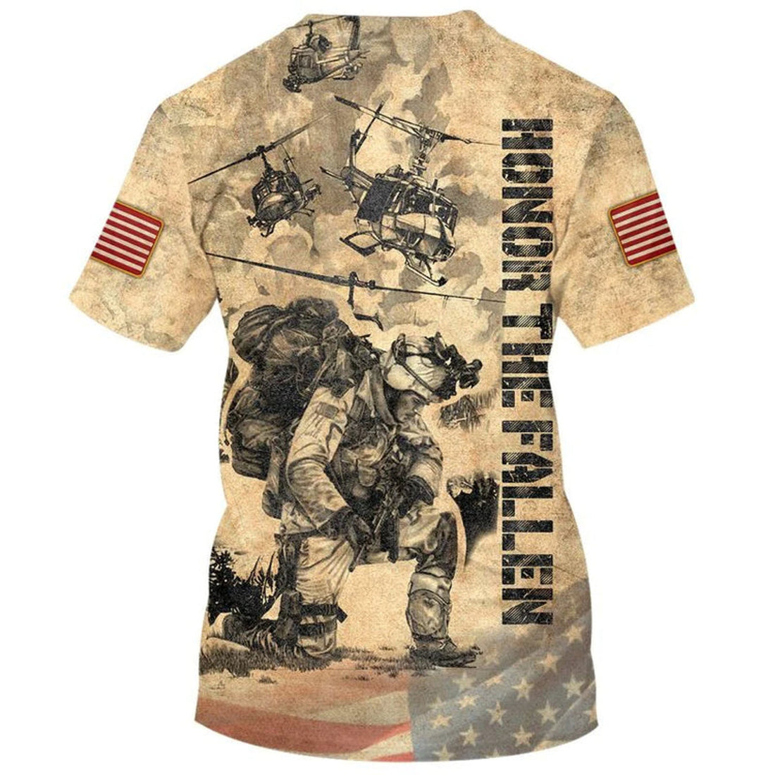 Honor The Fallen 3D Full Print 3D T-Shirt For Veteran, Veteray Day 3D T-Shirt, Bomber, 3D Tee To Veteran