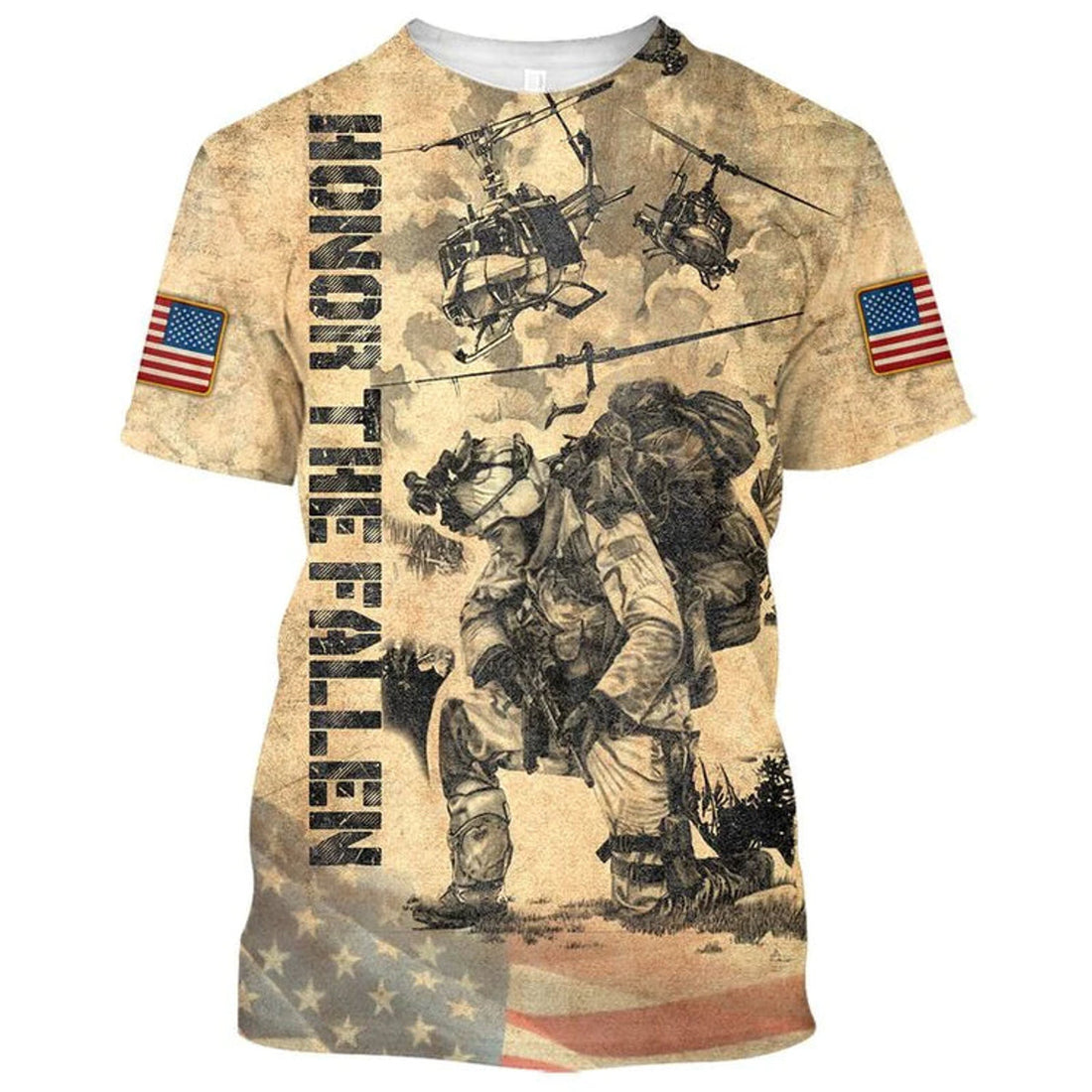 Honor The Fallen 3D Full Print 3D T-Shirt For Veteran, Veteray Day 3D T-Shirt, Bomber, 3D Tee To Veteran