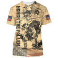 Honor The Fallen 3D Full Print 3D T-Shirt For Veteran, Veteray Day 3D T-Shirt, Bomber, 3D Tee To Veteran