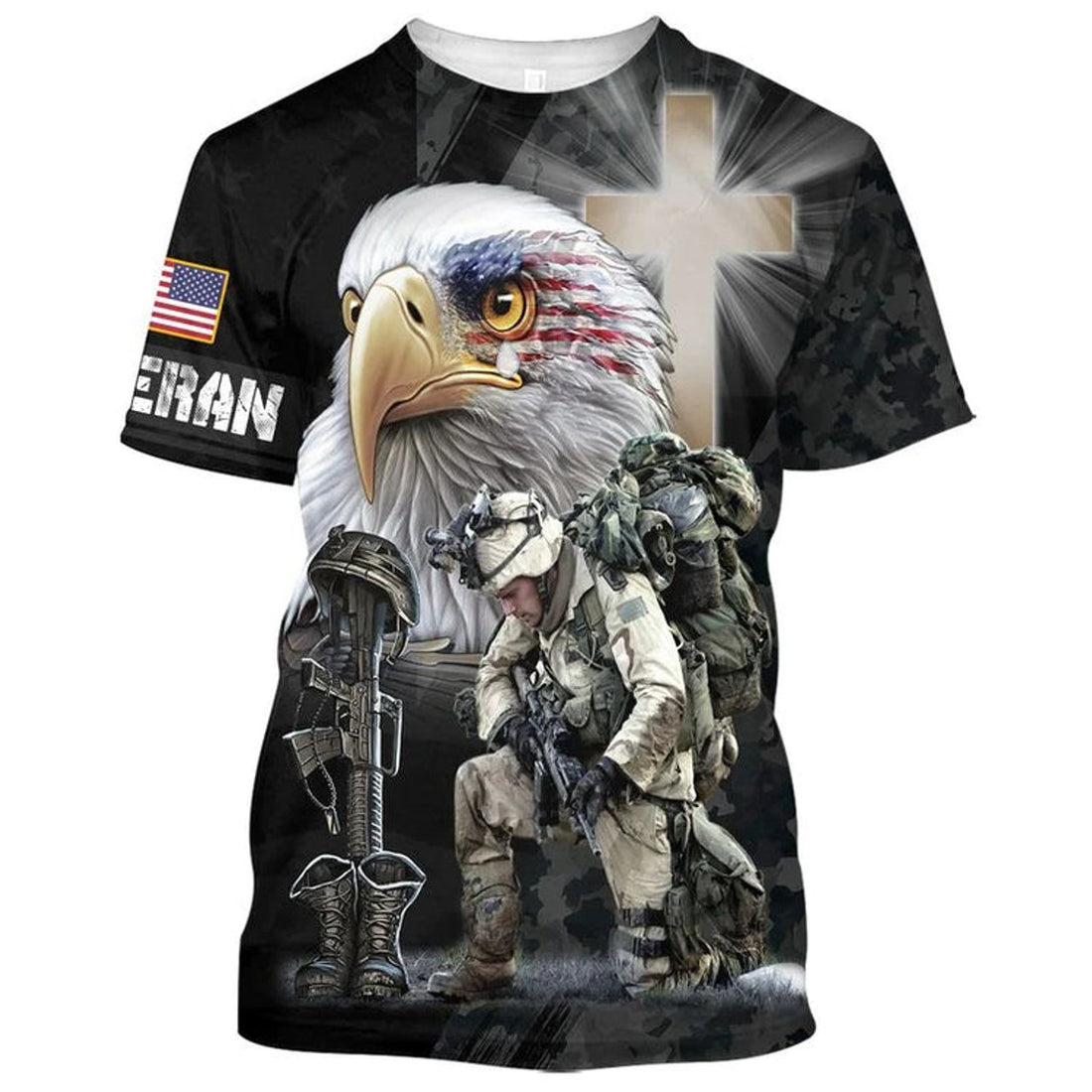 3D American Veteran Hawaiian Aloha Shirts, Jesus Christ Eagle 3D Tee Shirt, Eagle Veteran Zip Hoodie, Veteran Gifts